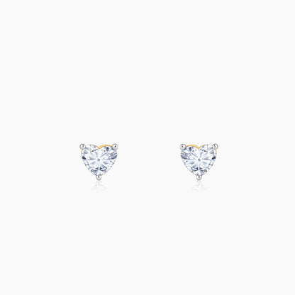 Gold Eternal Heart Solitaire Lab Grown Diamond Studs