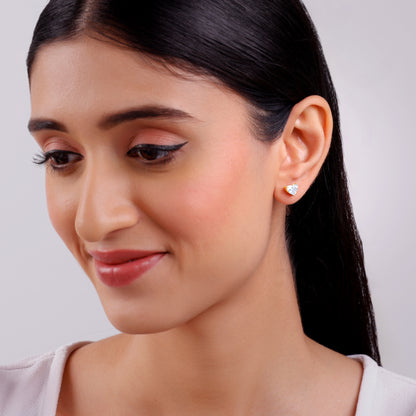 Gold Eternal Heart Solitaire Lab Grown Diamond Studs