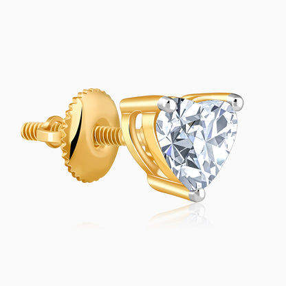 Gold Eternal Heart Solitaire Lab Grown Diamond Studs