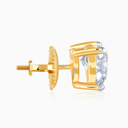 Gold Eternal Heart Solitaire Lab Grown Diamond Studs