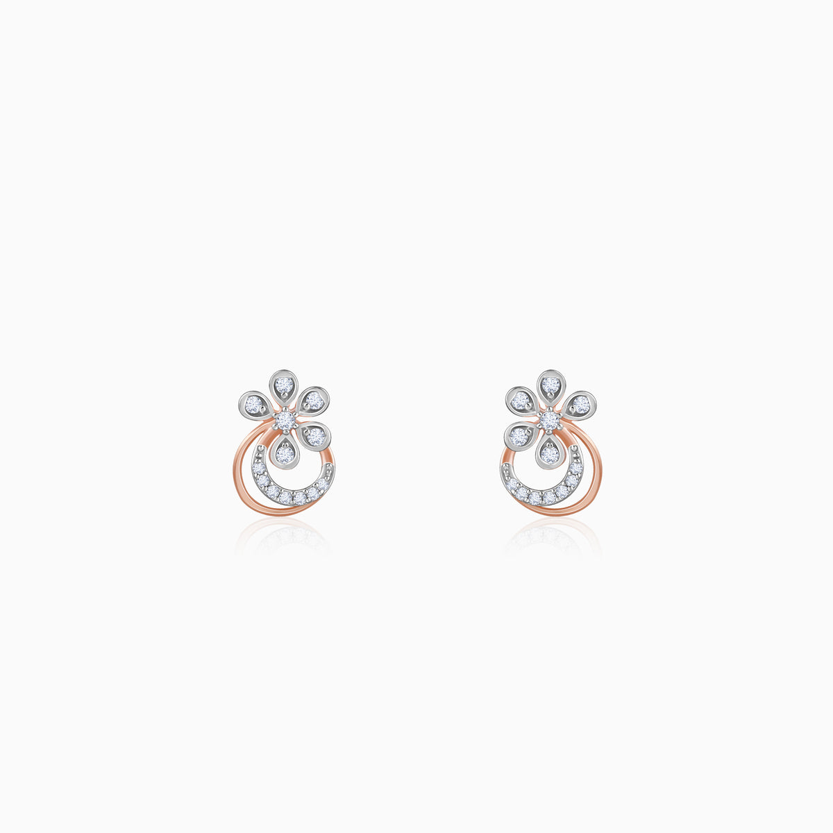 Rose Gold Zinnia Lab Grown Diamond Stud Earrings