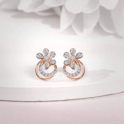 Rose Gold Zinnia Lab Grown Diamond Stud Earrings