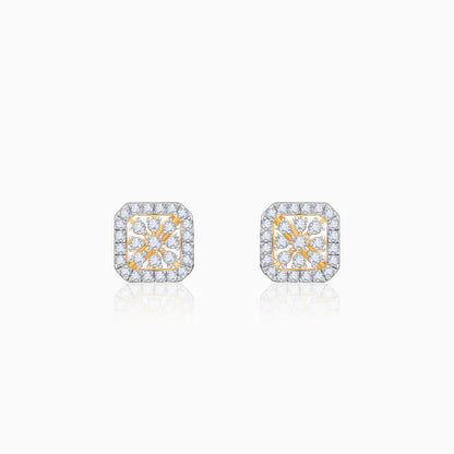 Gold Polygon Bloom Lab Grown Diamond Stud Earrings