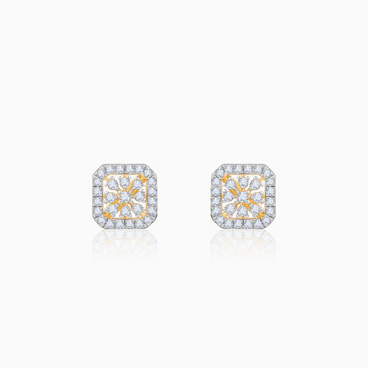 Gold Polygon Bloom Lab Grown Diamond Stud Earrings