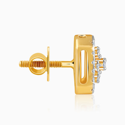 Gold Polygon Bloom Lab Grown Diamond Stud Earrings