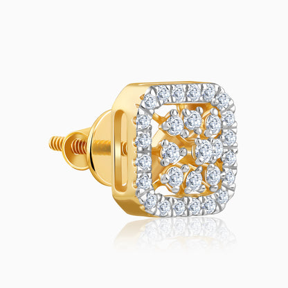 Gold Polygon Bloom Lab Grown Diamond Stud Earrings