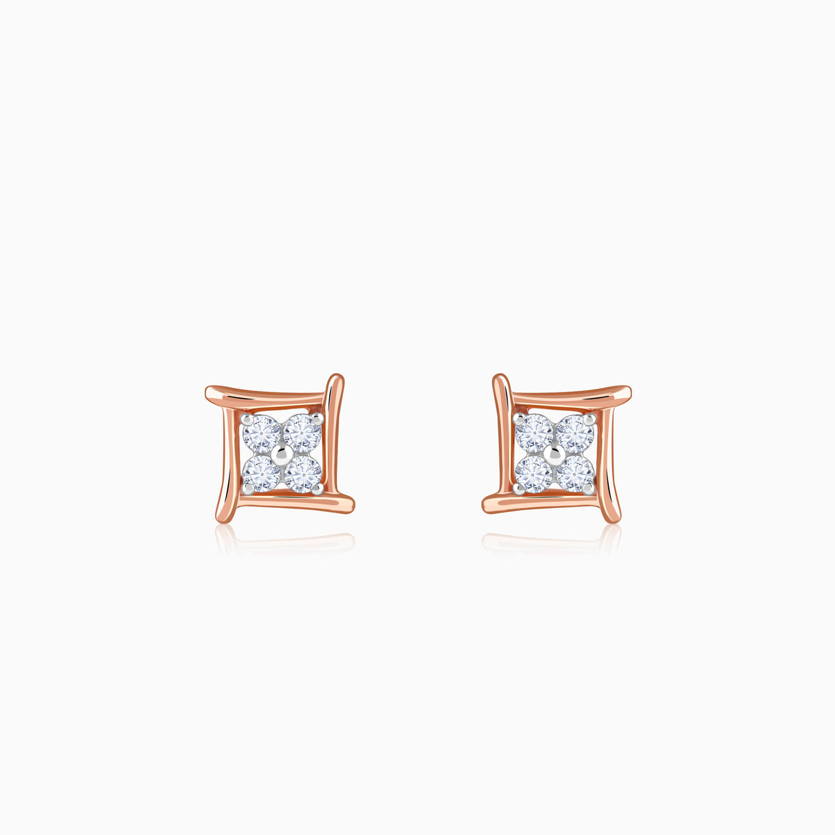 Rose Gold Princes Lab Grown Diamond Stud Earrings