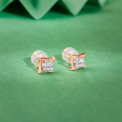 Rose Gold Princes Lab Grown Diamond Stud Earrings