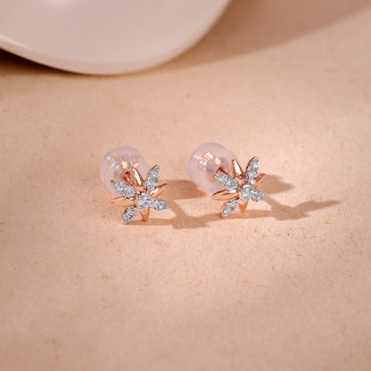 Rose Gold Lily Lab Grown Diamond Stud Earrings