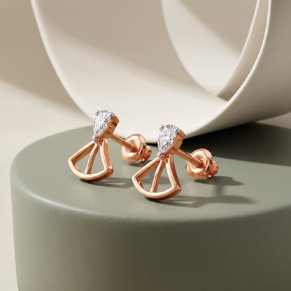 Rose Gold Pendulum Lab Grown Diamond Earrings