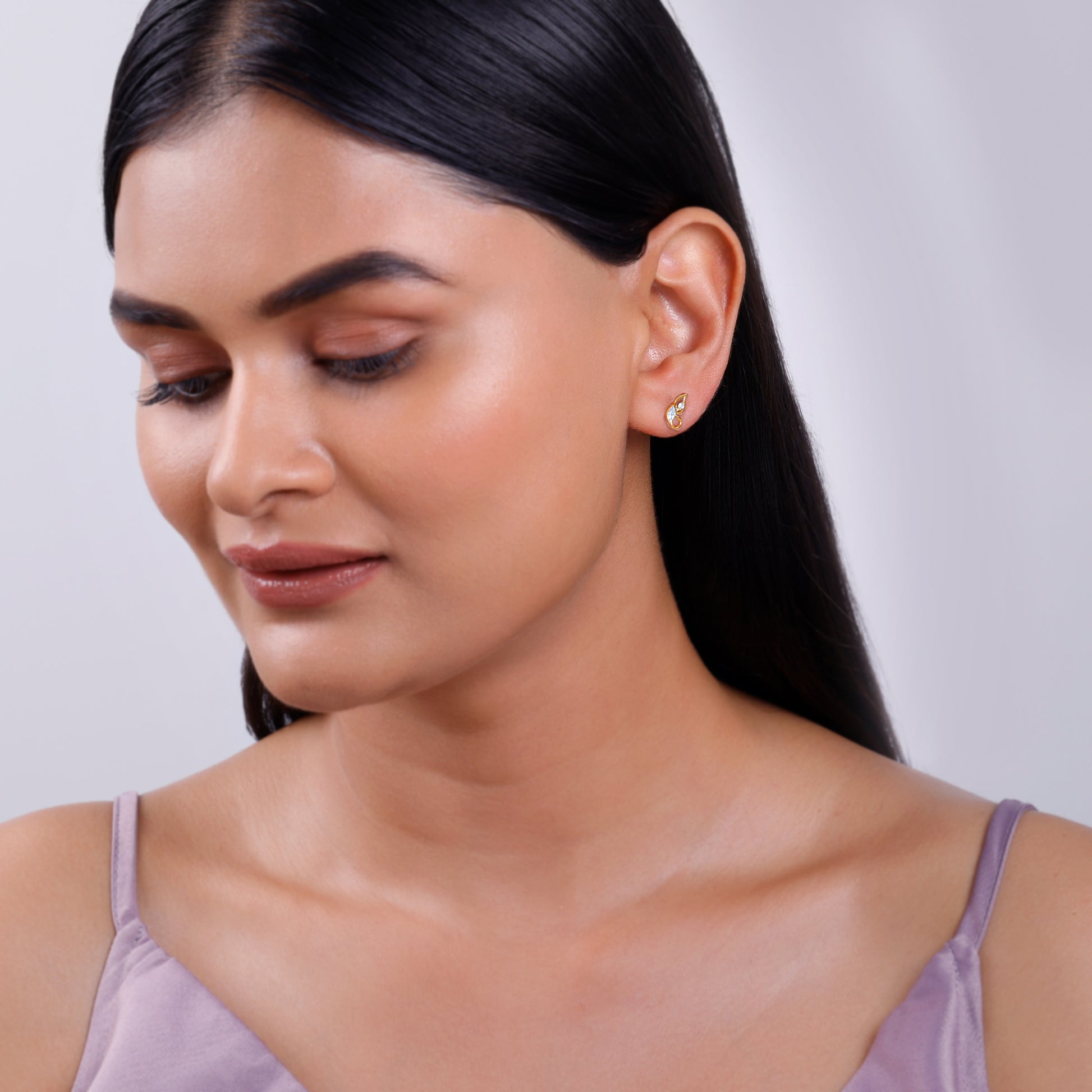 Gold Flutter Lab Grown Diamond Stud Earrings