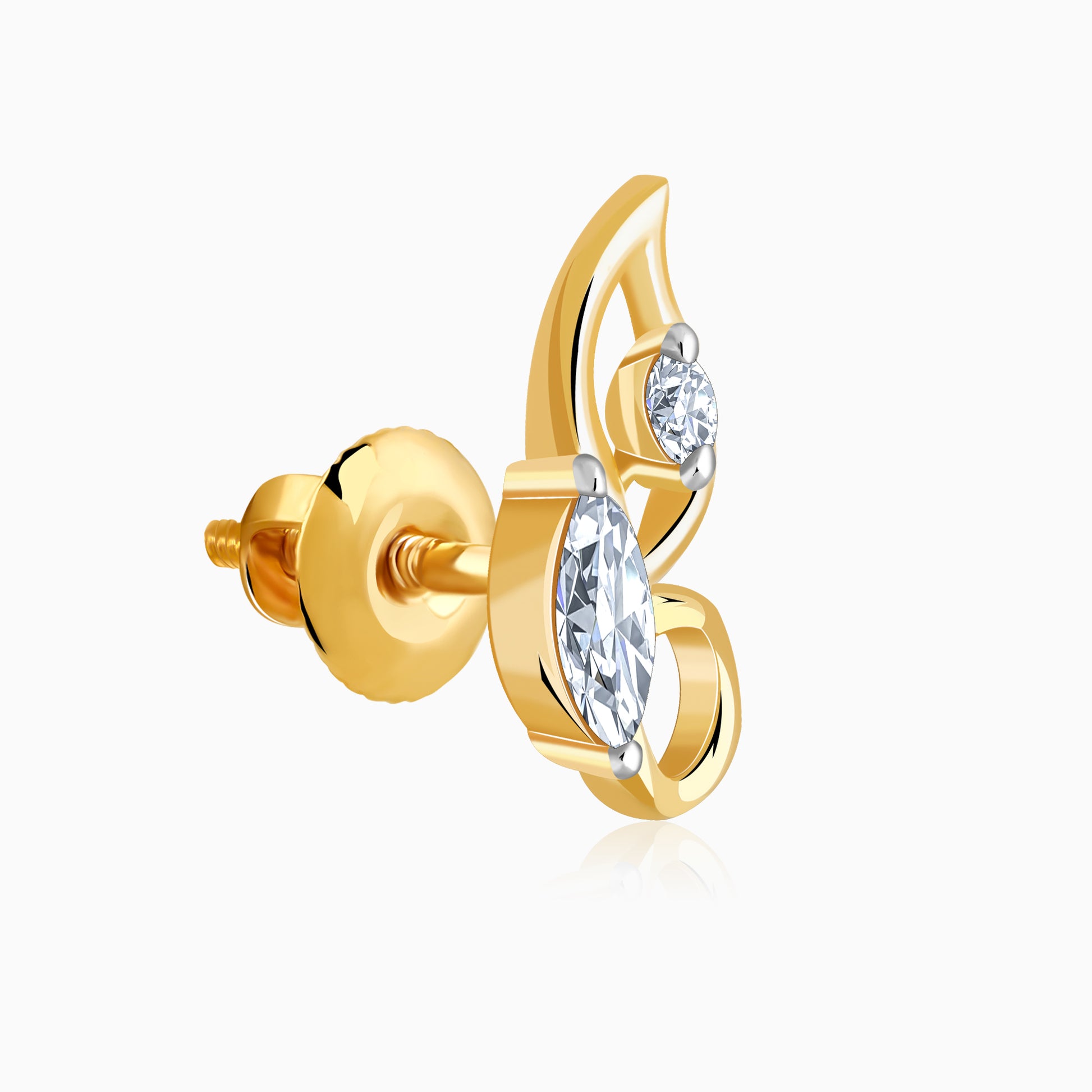 Gold Flutter Lab Grown Diamond Stud Earrings