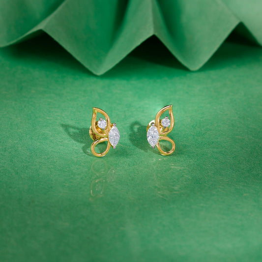 Gold Flutter Lab Grown Diamond Stud Earrings