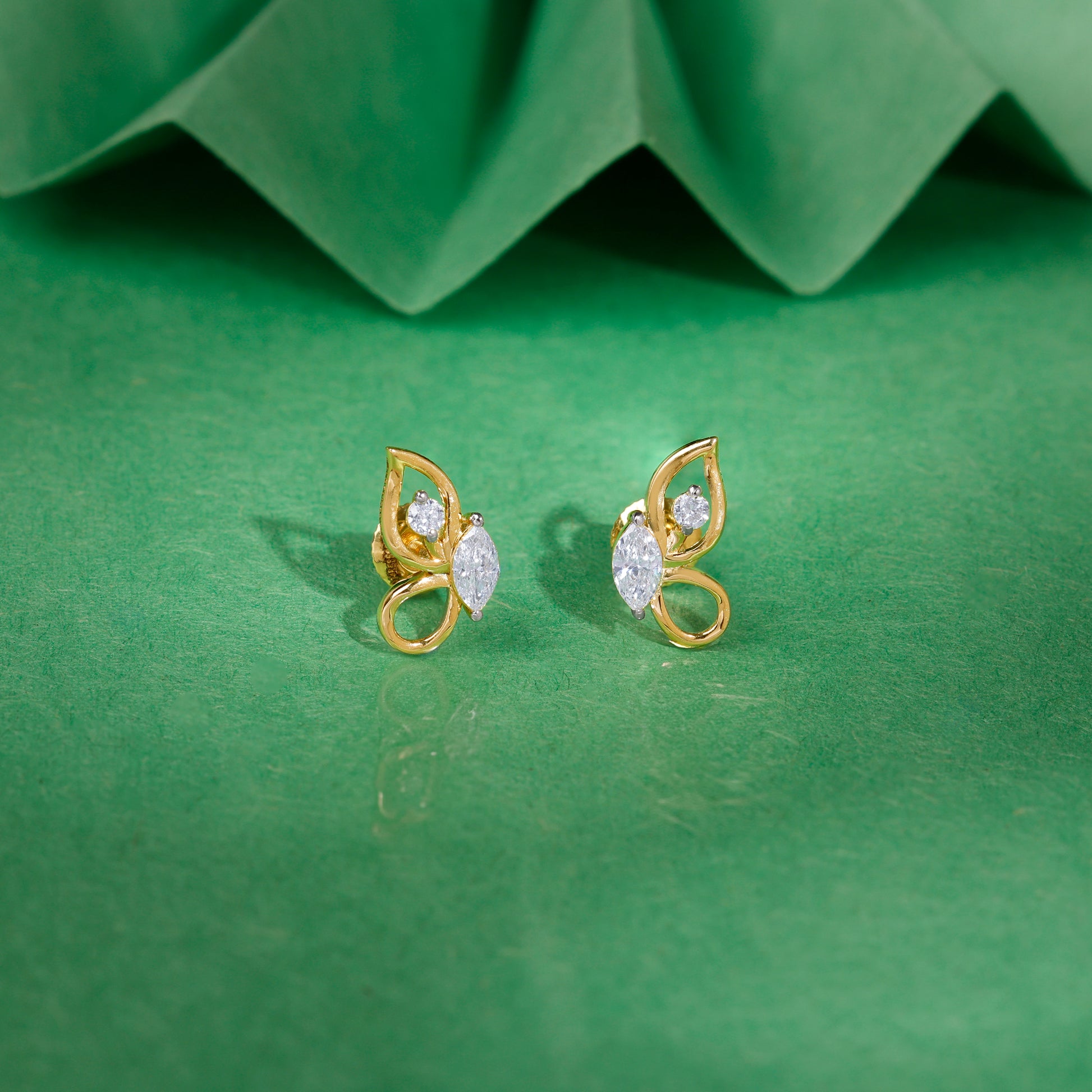 Gold Flutter Lab Grown Diamond Stud Earrings