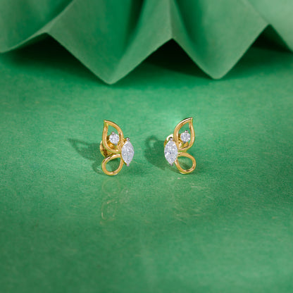 Gold Flutter Lab Grown Diamond Stud Earrings