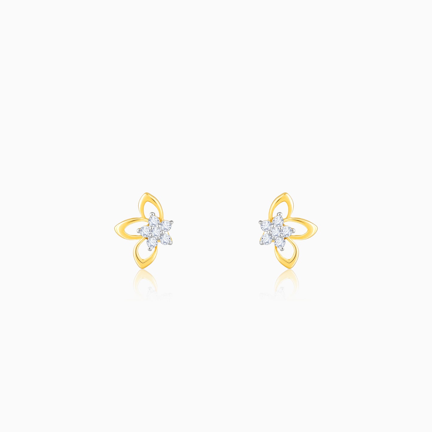 Gold Floral Impressions Diamond Earrings