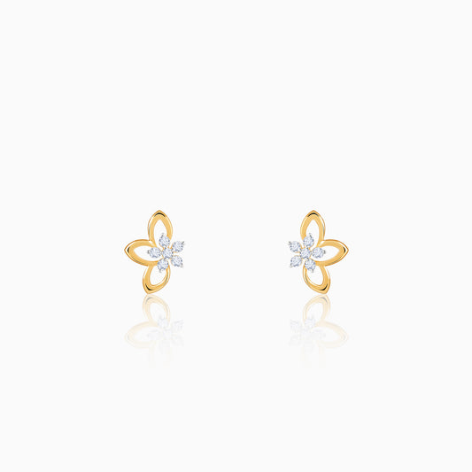 Gold Floral Impressions Diamond Earrings