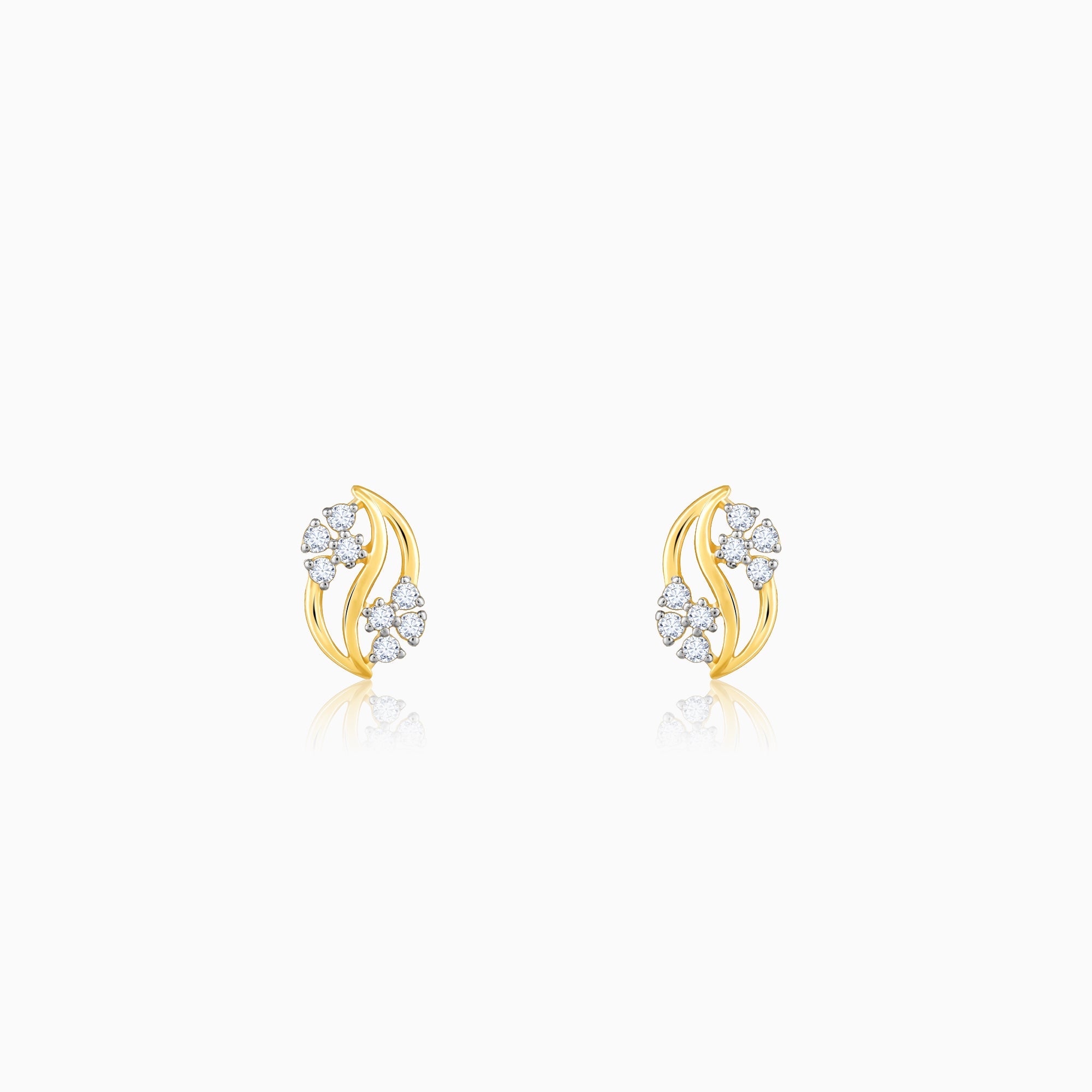 Gold Flower Weave Diamond Earrings