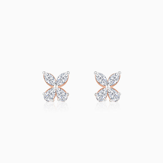 Rose Gold Filigree Butterfly Lab Grown Diamond Earrings