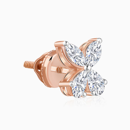 Rose Gold Filigree Butterfly Lab Grown Diamond Earrings