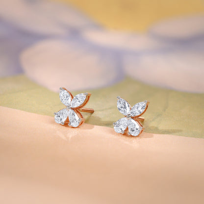 Rose Gold Filigree Butterfly Lab Grown Diamond Earrings