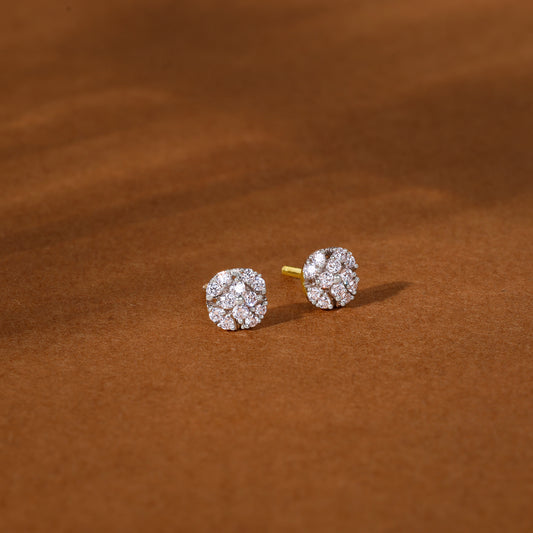 Gold Florid Lab Grown Diamond Stud Earrings