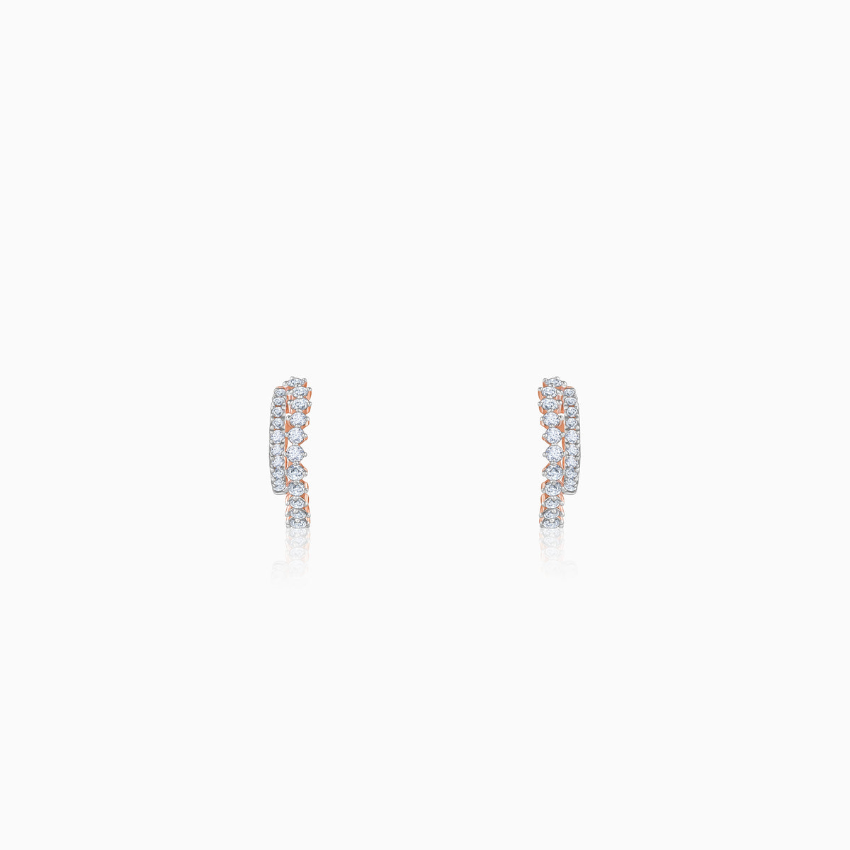 Rose Gold Crescent Moon Lab Grown Diamond Hoop Earrings