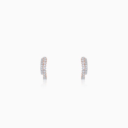 Rose Gold Crescent Moon Lab Grown Diamond Hoop Earrings