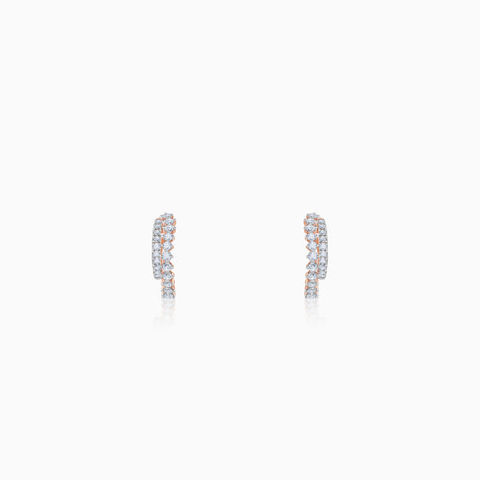 Rose Gold Crescent Moon Lab Grown Diamond Hoop Earrings