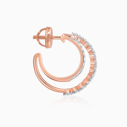Rose Gold Crescent Moon Lab Grown Diamond Hoop Earrings