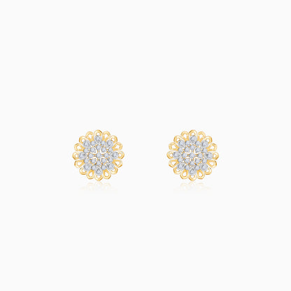 Gold Daisy Halo Lab Grown Diamond Stud Earrings