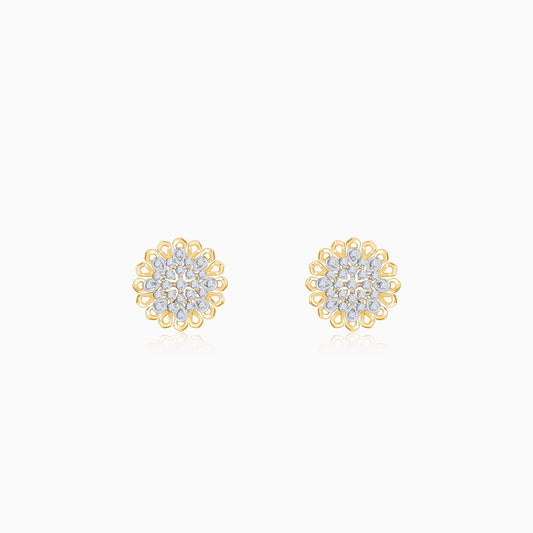 Gold Daisy Halo Lab Grown Diamond Stud Earrings