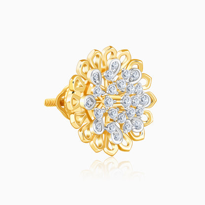 Gold Daisy Halo Lab Grown Diamond Stud Earrings