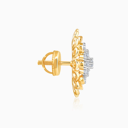 Gold Daisy Halo Lab Grown Diamond Stud Earrings