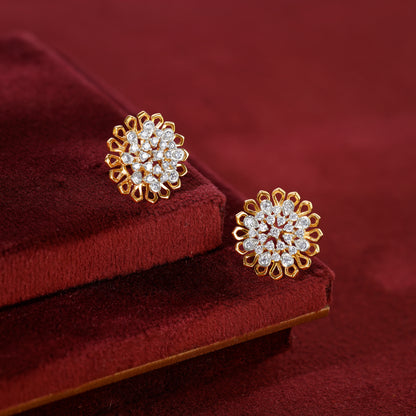 Gold Daisy Halo Lab Grown Diamond Stud Earrings