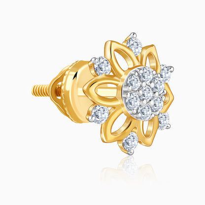 Gold Sunflower Lab Grown Diamond Stud Earrings