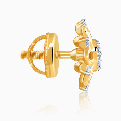 Gold Sunflower Lab Grown Diamond Stud Earrings