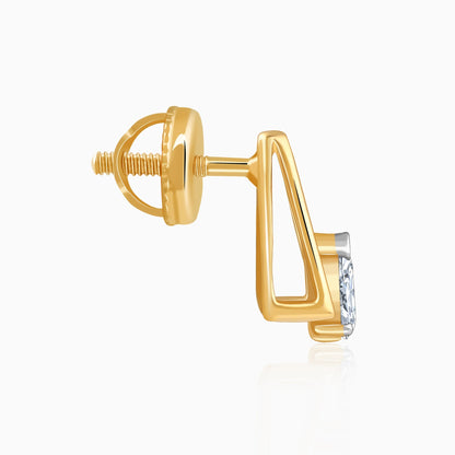 Gold V-Edge Lab Grown Diamond Earrings