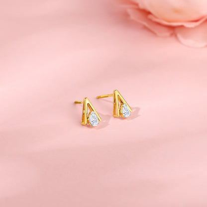 Gold V-Edge Lab Grown Diamond Earrings