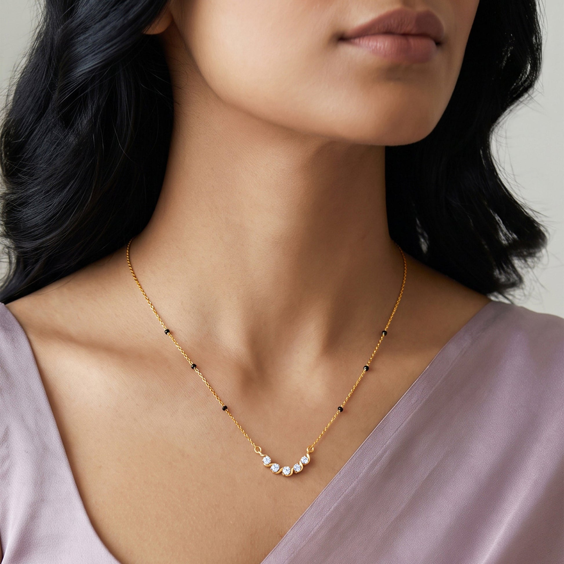 Gold Sarojini Lab Grown Diamond Mangalsutra