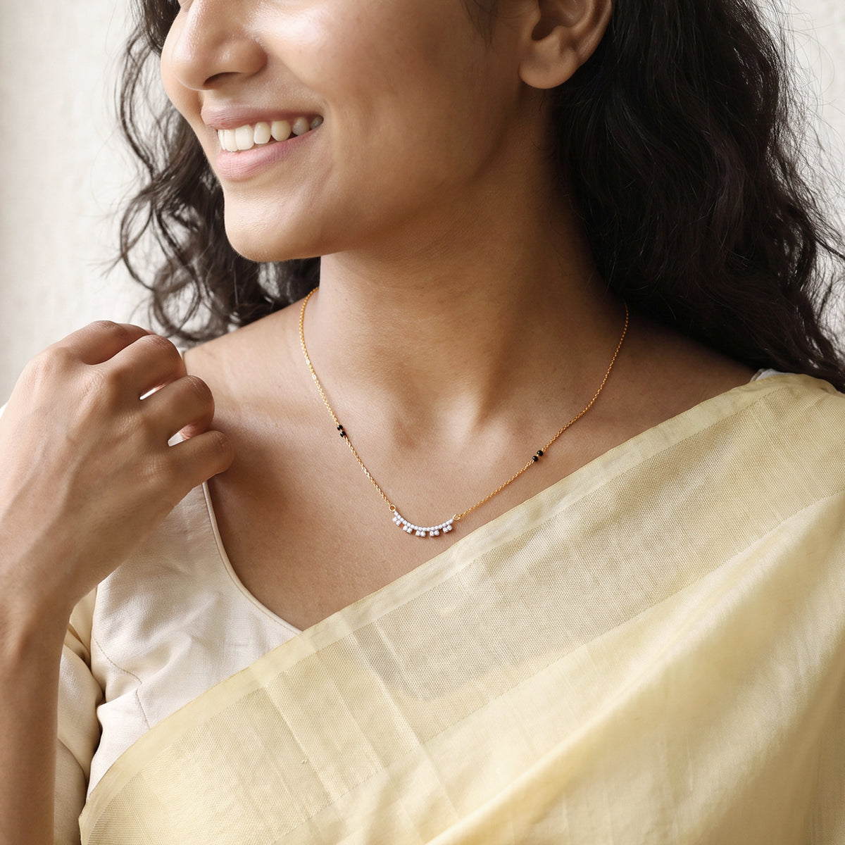 Gold Damayanti Lab Grown Diamond Mangalsutra