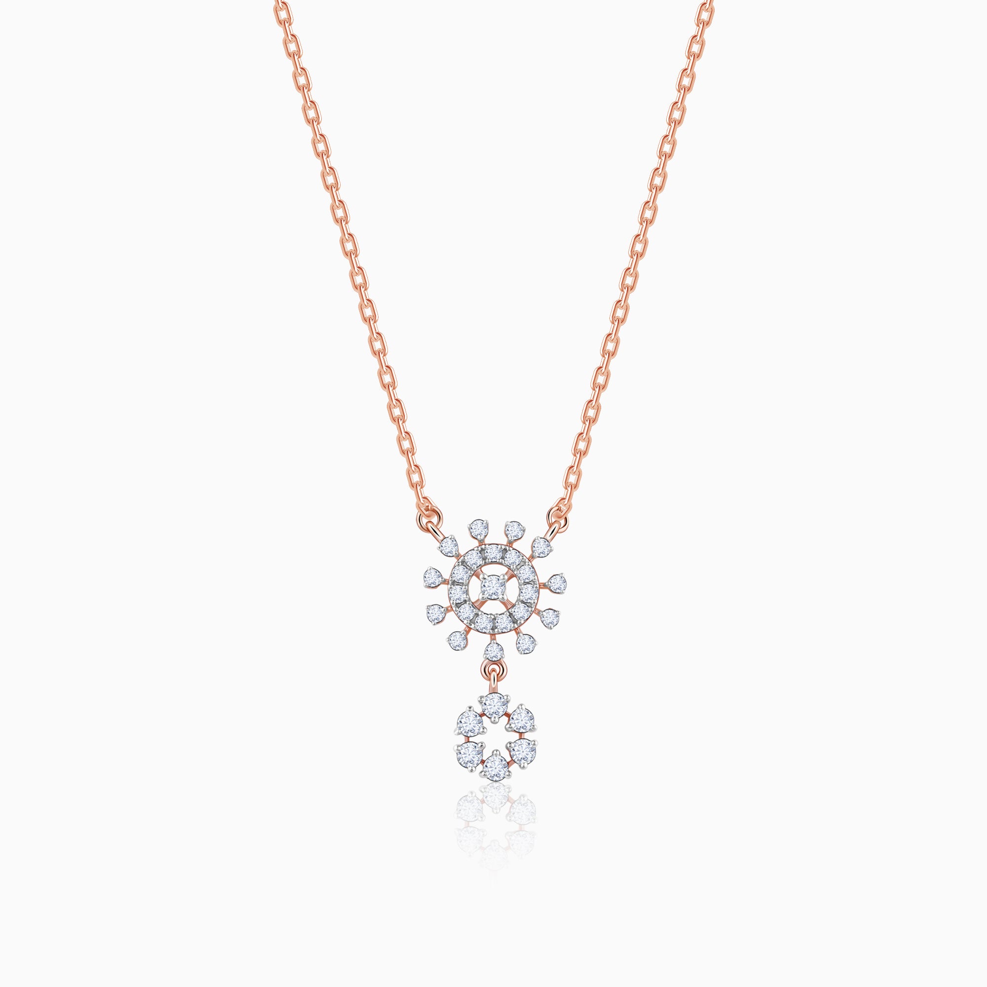 Rose Gold Floral Glimmer Diamond Necklace - Image 1