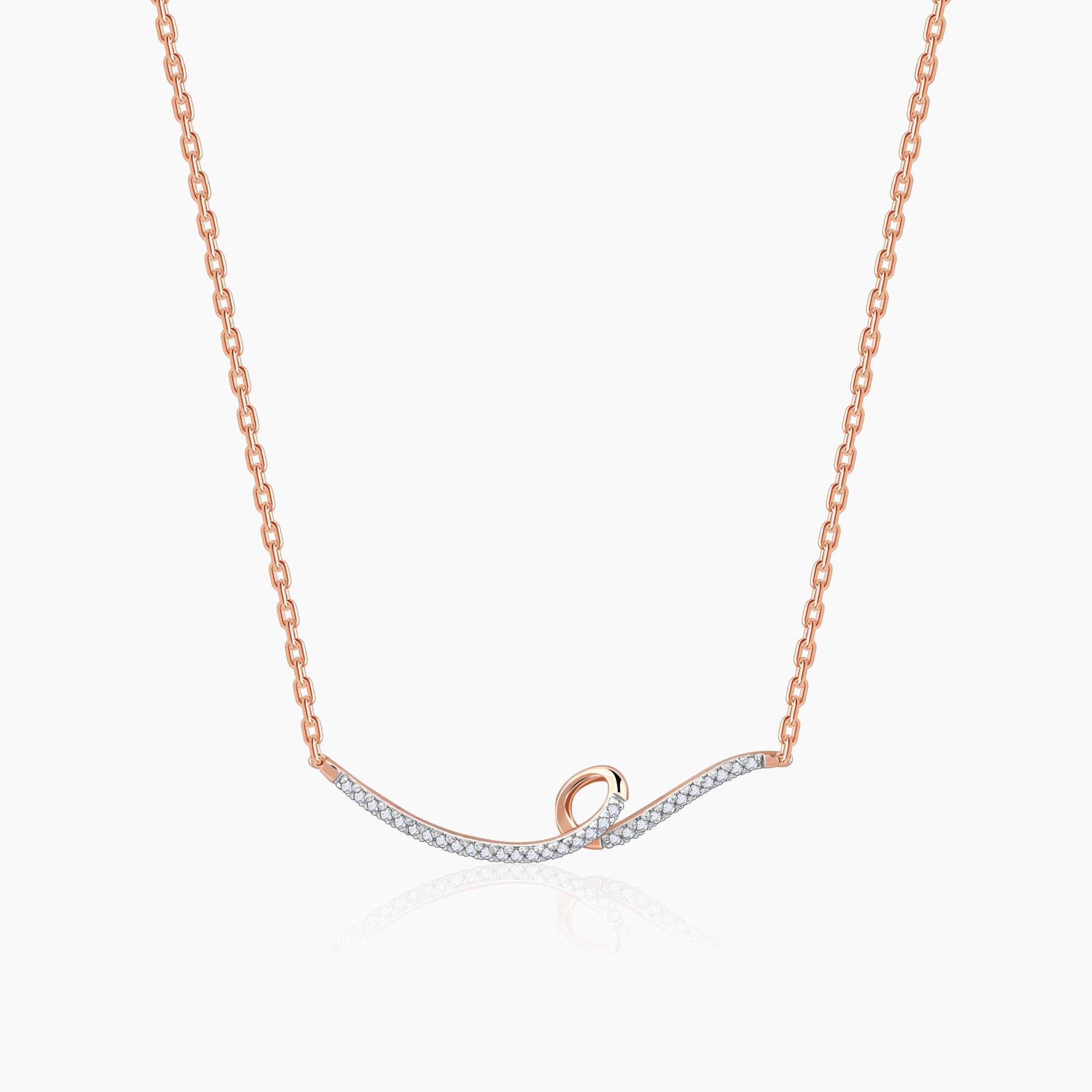 Rose Gold Swirl Diamond Necklace - Image 1