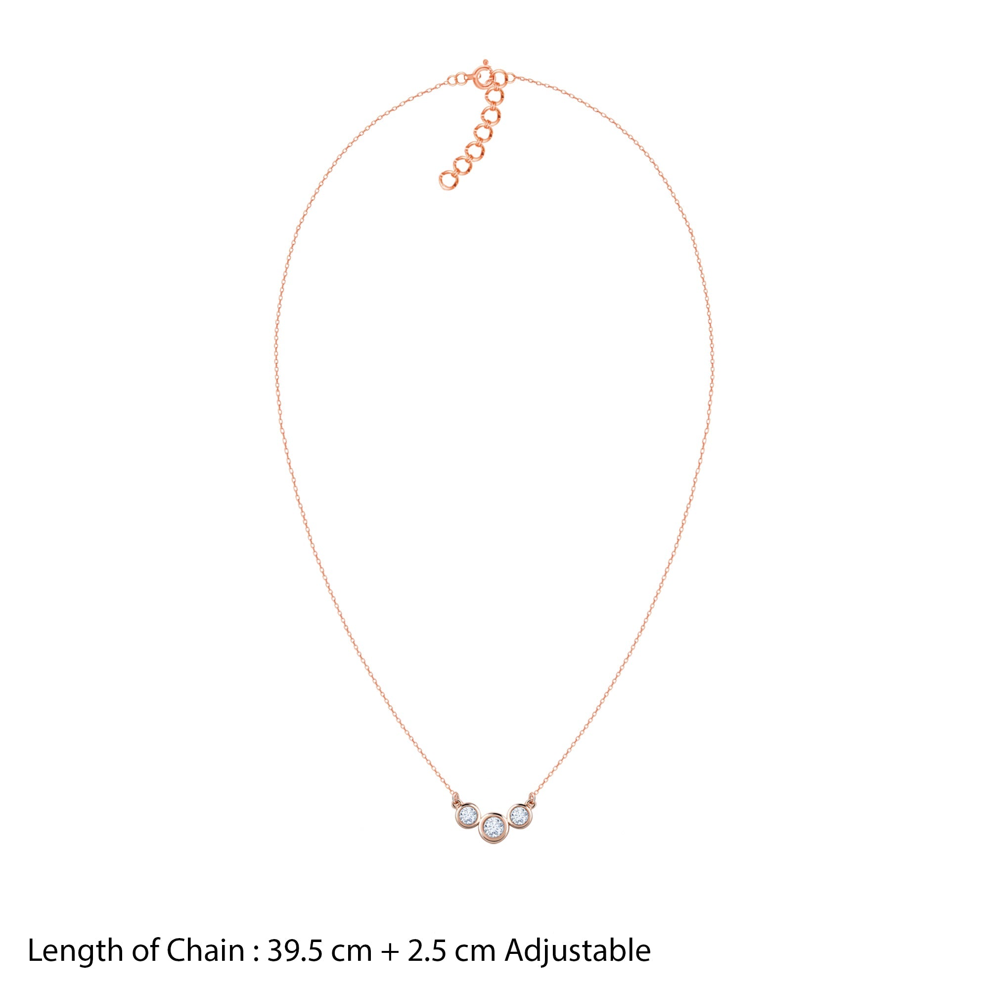 Rose Gold Cercle Diamond Necklace - view 5