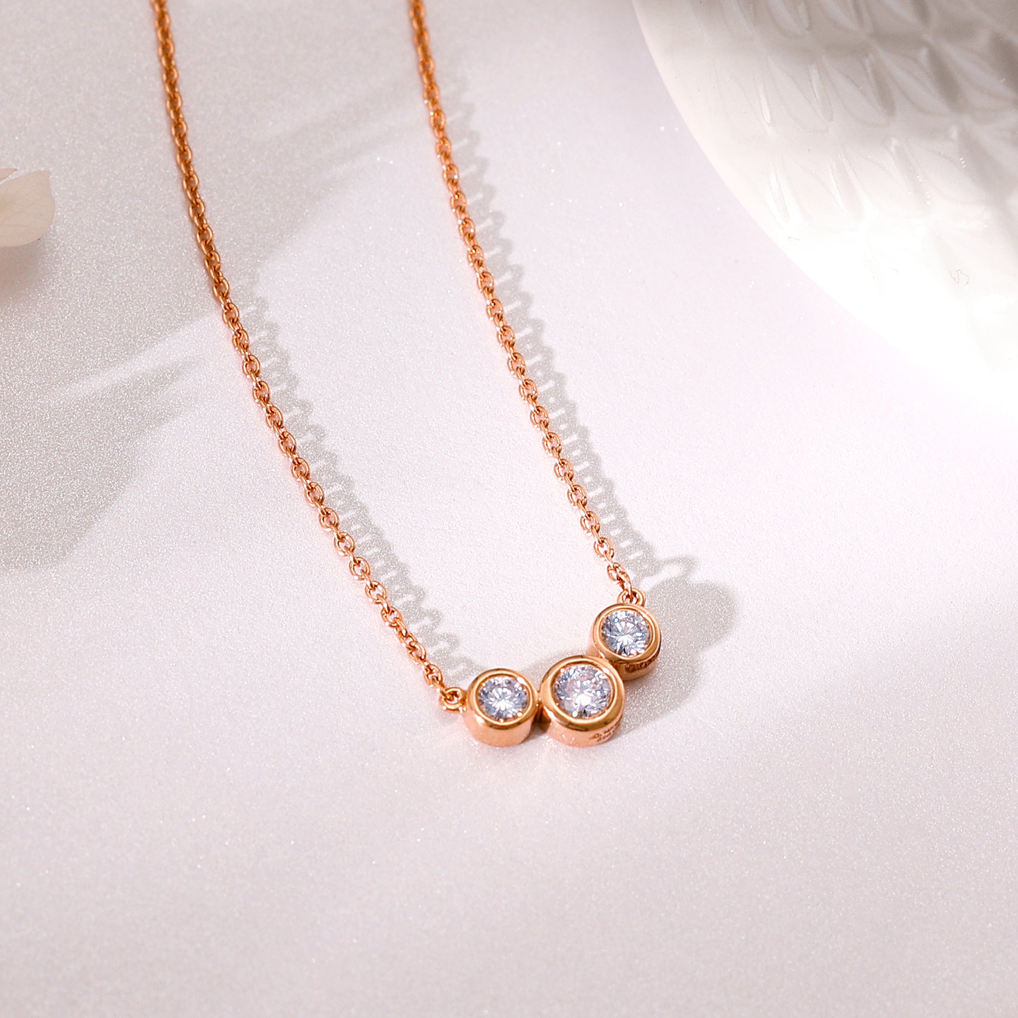 Rose Gold Cercle Diamond Necklace - view 2