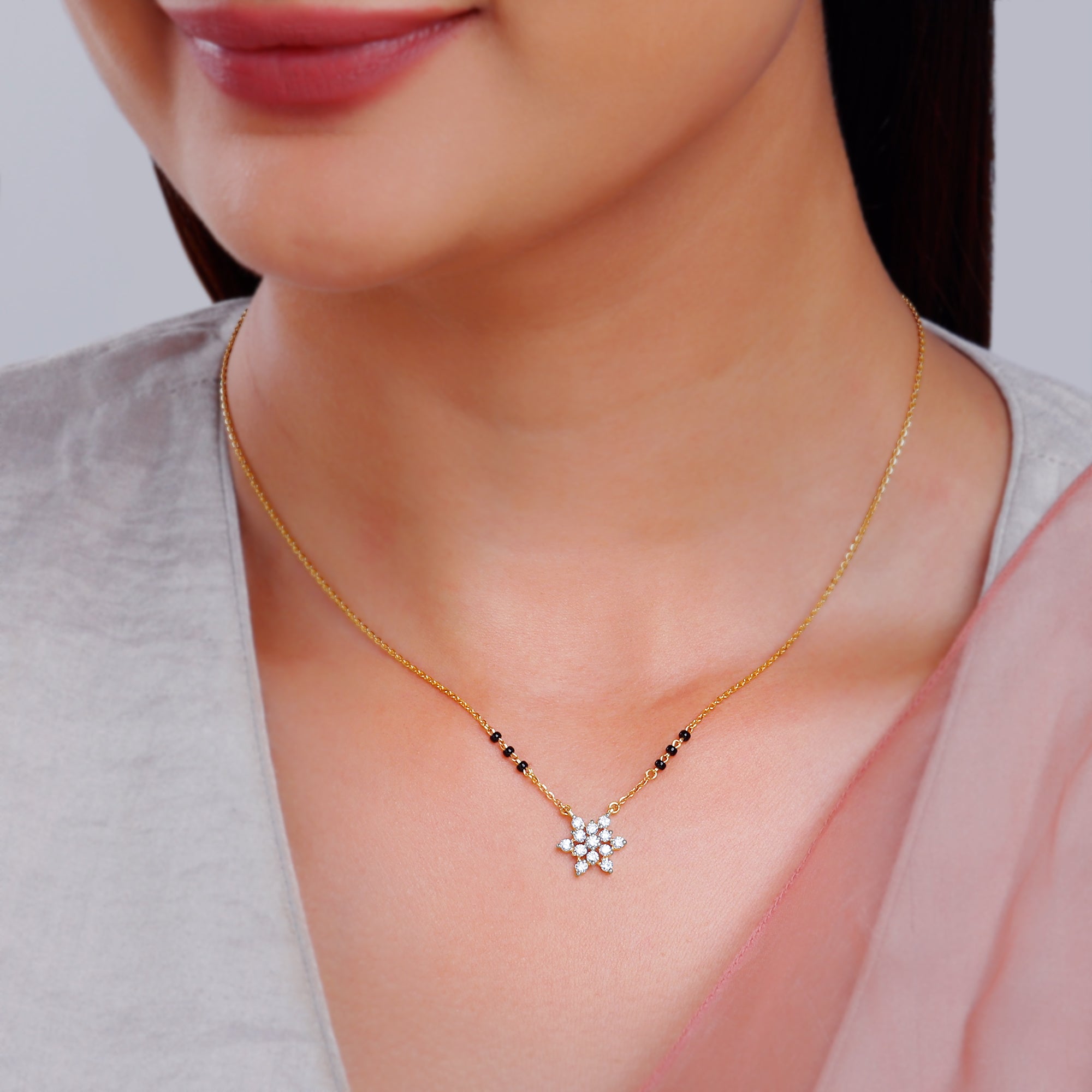 Gold Shubh Lagn Lab Grown Diamond Mangalsutra - view 3