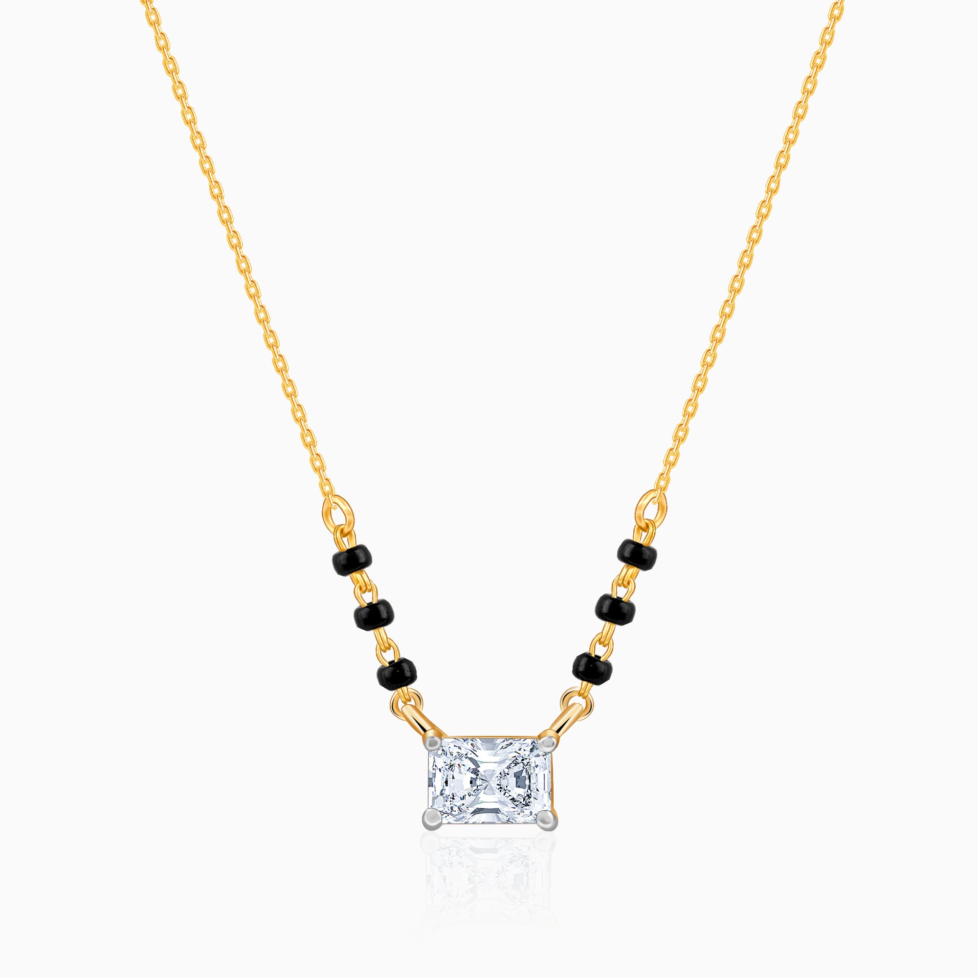 Gold Aarohi Solitaire Lab Grown Diamond Mangalsutra - Image 1