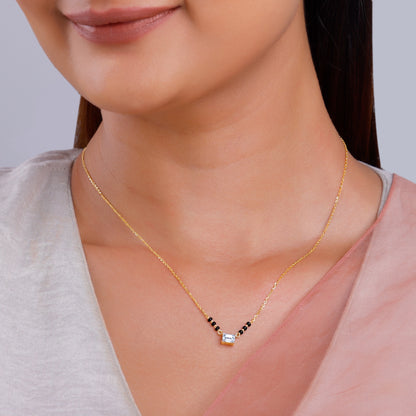 Gold Aarohi Solitaire Lab Grown Diamond Mangalsutra