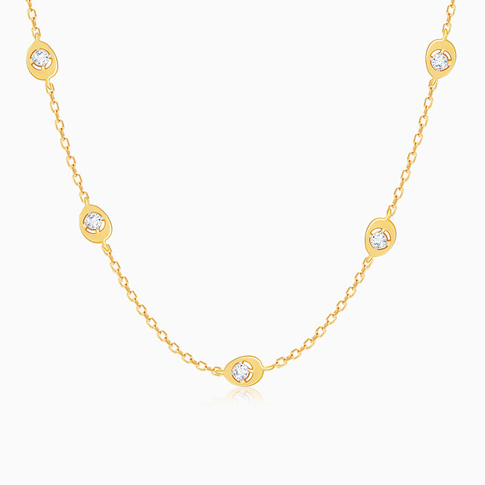 Gold Oval Motifs Diamond Necklace