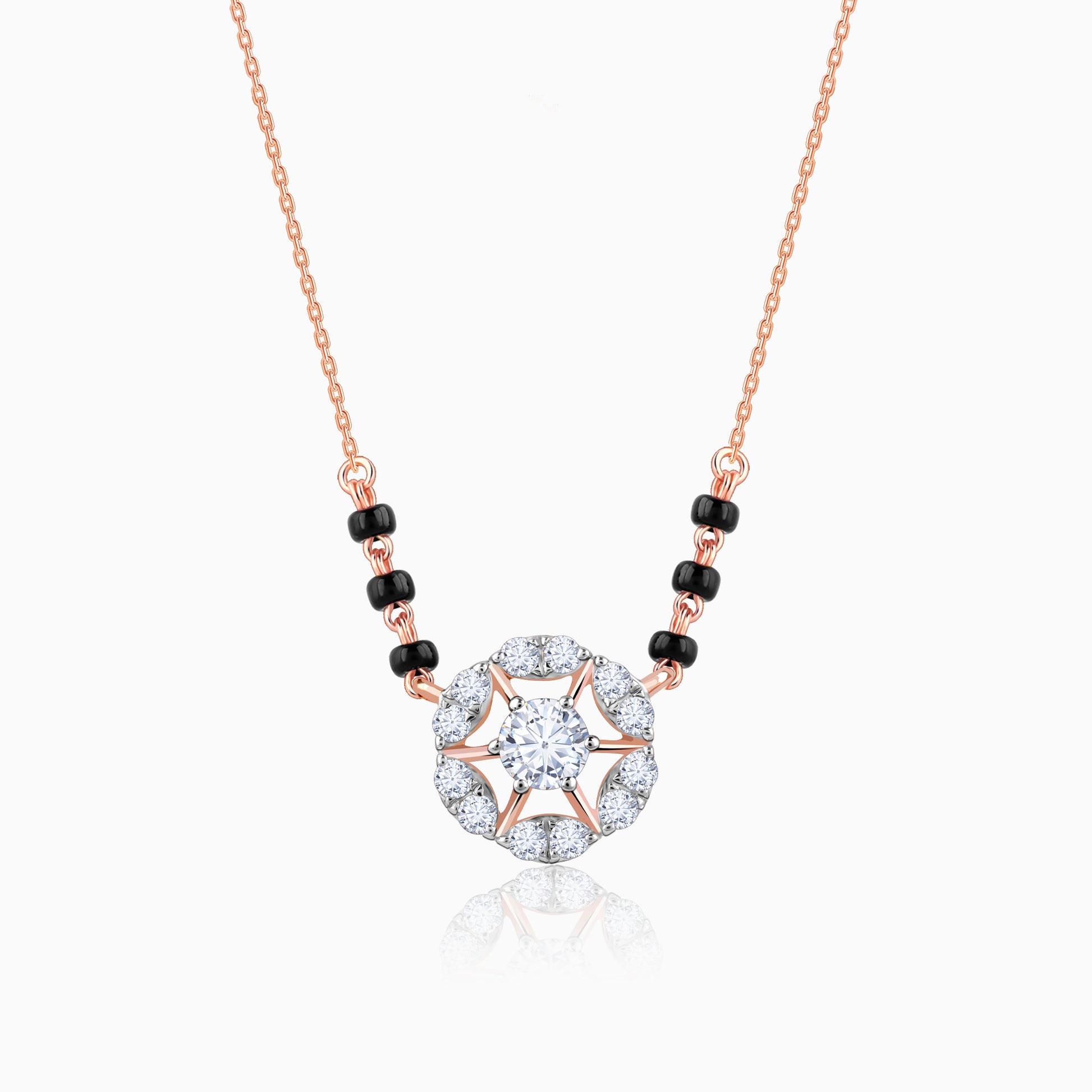Rose Gold Jeeva Solitaire Diamond Mangalsutra - rose gold mangalsutra for women